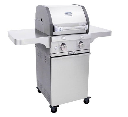 Gas Grill 2-Burner, SABER Deluxe Stainless Steel, Propane Gas, Infrared Cooking Technology