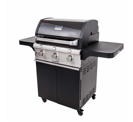 Gas Grill 3-Burner, SABER Deluxe Black, Propane Gas, Infrared Cooking Technology