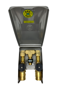 Double Gas Plug - Stainless Steel, Bottom Inlet (G0102-DBL-SS-L90)