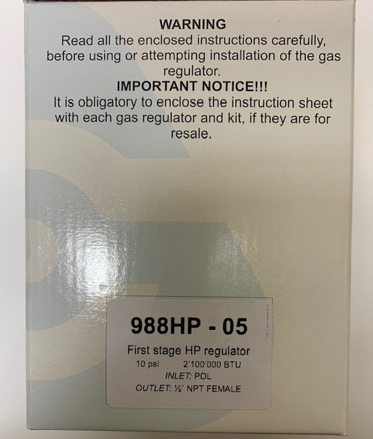 Cavagna Kosan Propane Gas Regulator - First Stage LP - 1/2" NPT [988HP-05]