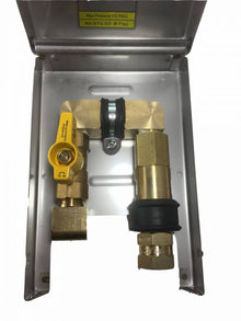 Gas Outlet Box - Burnaby Manufacturing 1/2 PSI Surface Mounted NG / LP Plug, Stainless Steel (BBQ-SS-50)