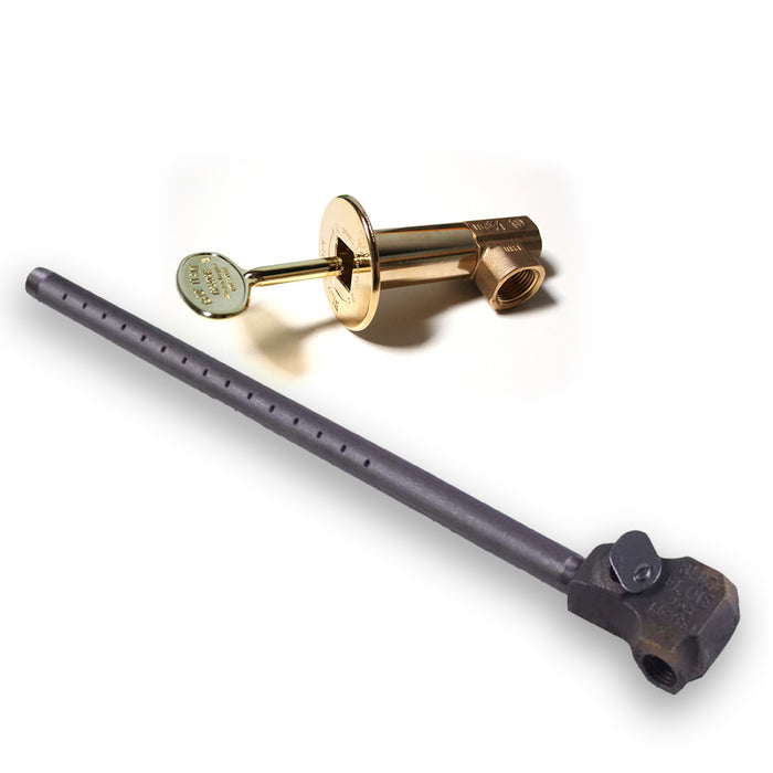 Canterbury Blue Flame Log Lighter Straight, NG Polished brass Trim & Key