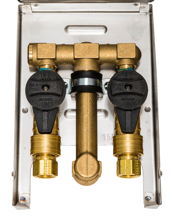 Gas Double Outlet Box - Burnaby Manufacturing 1/2 PSI Surface Mounted NG / LP Dual Plug, Stainless Steel (G0101-DBL-SS)