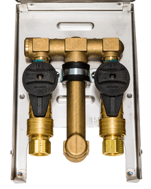 Gas Double Outlet Box - Burnaby Manufacturing 1/2 PSI Surface Mounted NG / LP Dual Plug, Stainless Steel (G0101-DBL-SS)