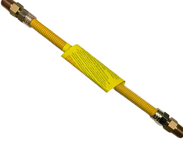 Flexible Gas Line, Appliance Connector Hose, 3/8" MIP x 24" L
